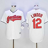 Cleveland Indians #12 Francisco Lindor White New Cool Base Stitched Baseball Jersey,baseball caps,new era cap wholesale,wholesale hats
